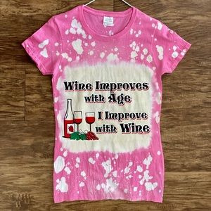 Custom Pink Wine Improvement Tee in Pink. Comes in Small